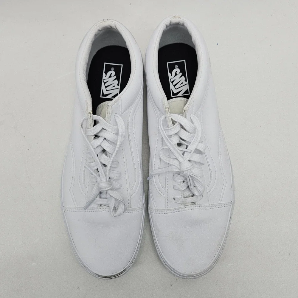 Vans Old Skool Triple White Leather Low Top Sneakers Mens 12 721356